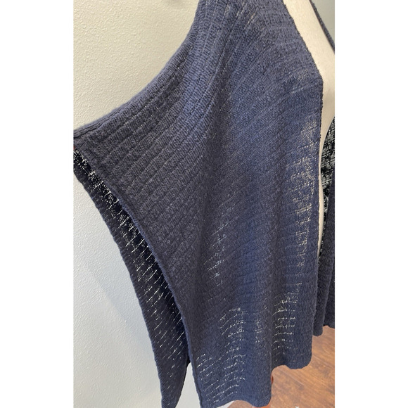J. Jill Wrap Cardigan Sweater Women One Size Navy Blue Open Knit Beachy Coastal - Picture 3 of 6